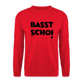 Basst Scho! - Unisex Pullover - Rot - Vorne - Alina (178cm) & Michal (187cm)
