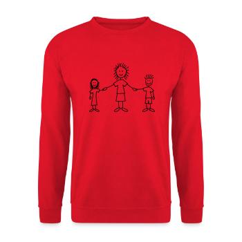 family_mom_with_girl_and_boy_1c - Unisex Pullover - Rot - Vorne - Alina (178cm) & Michal (187cm)