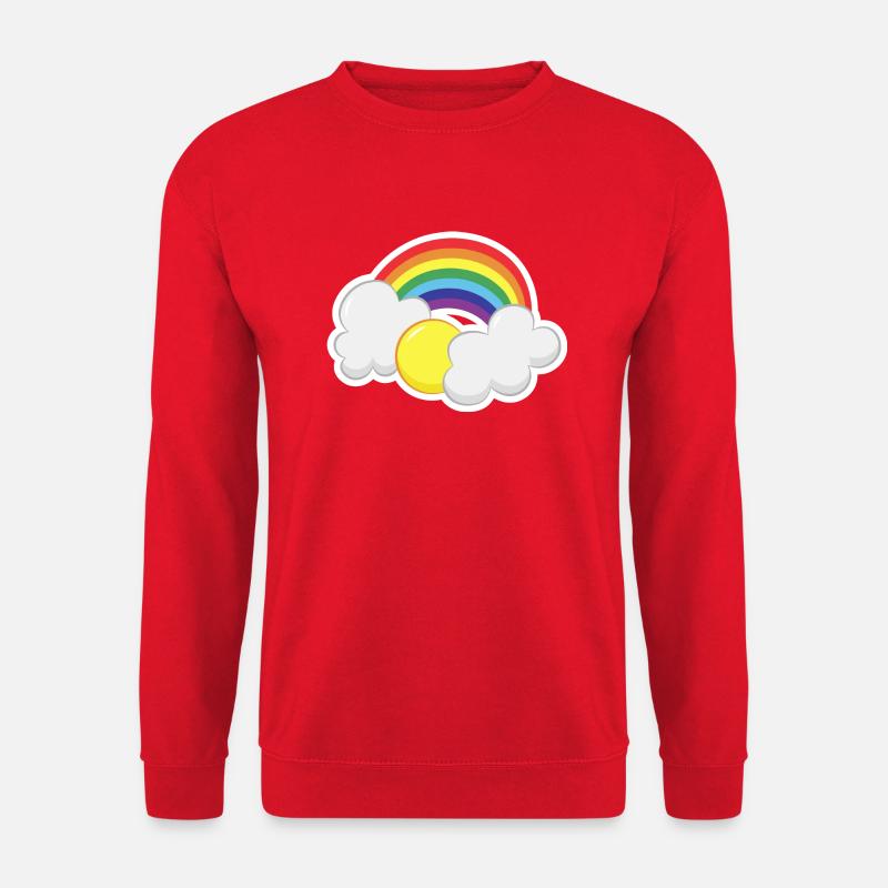Rainbow with a sun and clouds - Unisex Sweatshirt - red