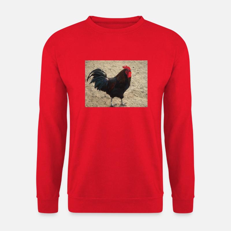 Hahn mit schwarzen Federn - Unisex Pullover - Rot