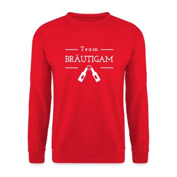 Team Groom - Unisex Sweatshirt - red - Front - Alina (178cm) & Michal (187cm)