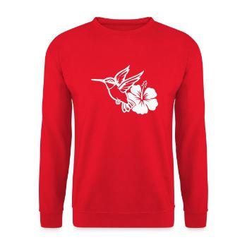 Kolibri Vogel Hibiskus Blume - Unisex Pullover - Rot - Vorne - Alina (178cm) & Michal (187cm)