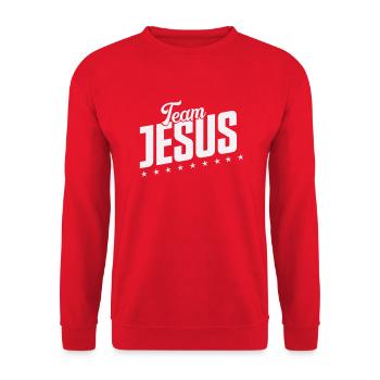 L’équipe Jésus - Sweat-shirt Unisexe - rouge - Devant - Alina (178cm) & Michal (187cm)