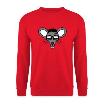 Maus Nerd Geek Hornbrille Schlau Intelligent Freak - Unisex Pullover - Rot - Vorne - Alina (178cm) & Michal (187cm)