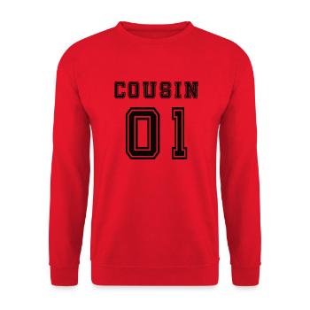 Cousin01 original birthday humor gift - Unisex Sweatshirt - red - Front - Alina (178cm) & Michal (187cm)