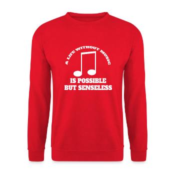 Musik Musiker Musiklehrer Music Spruch Musizieren - Unisex Pullover - Rot - Vorne - Alina (178cm) & Michal (187cm)