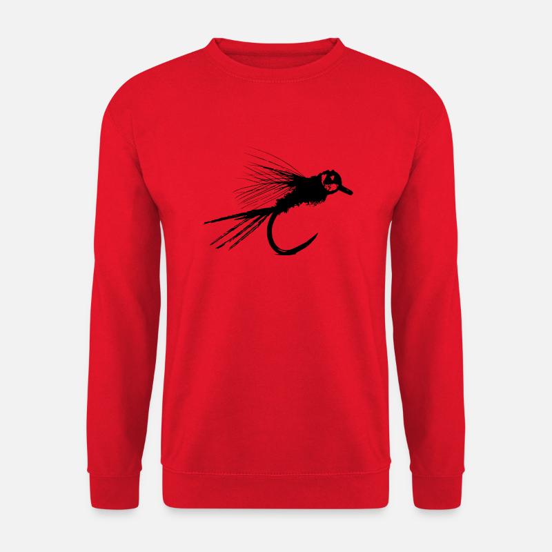 Fliegenfischer Angler Geschenk Nymphe Köder Angeln - Unisex Pullover - Rot