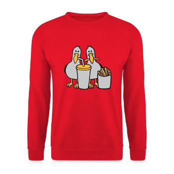 Fast-food mouettes volées - Sweat-shirt Unisexe - rouge - Devant - Alina (178cm) & Michal (187cm)