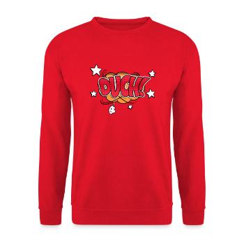 Ouch! Comic Style Bubble Graffiti Lettering - Unisex Sweatshirt - red - Front - Alina (178cm) & Michal (187cm)