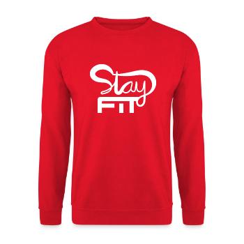 BLEIBEN SIE FIT HANDSCHRIFTLICH - Unisex Pullover - Rot - Vorne - Alina (178cm) & Michal (187cm)