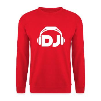 DJ Headphones Music Party Celebrations Text Lettering - Unisex Sweatshirt - red - Front - Alina (178cm) & Michal (187cm)