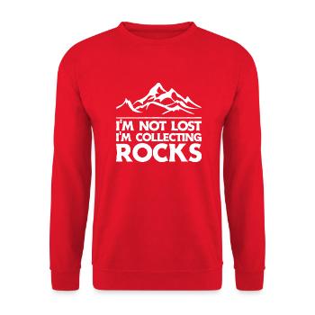 Not lost – only on the hunt for stones - Unisex Sweatshirt - red - Front - Alina (178cm) & Michal (187cm)