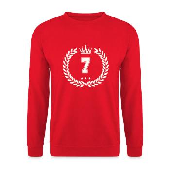 wappen 7 - Unisex Pullover - Rot - Vorne - Alina (178cm) & Michal (187cm)