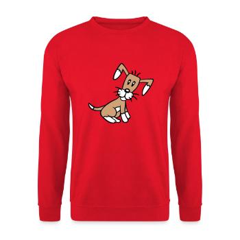 chien assis mignon petit chiot heureux animal de compagnie - Sweat-shirt Unisexe - rouge - Devant - Alina (178cm) & Michal (187cm)