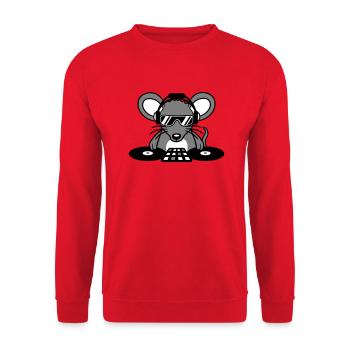 Maus DJ Sonnenbrille Kopfhörer Party Feiern Musik - Unisex Pullover - Rot - Vorne - Alina (178cm) & Michal (187cm)