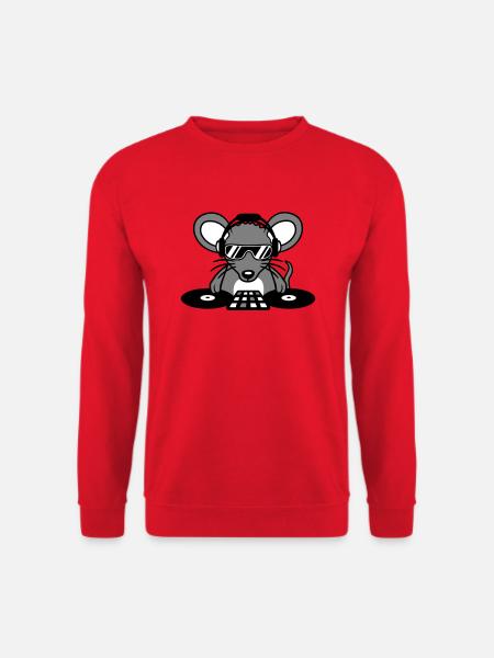 Maus DJ Sonnenbrille Kopfhörer Party Feiern Musik - Unisex Pullover - Rot
