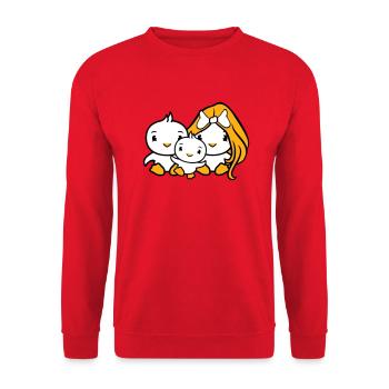 3 oiseaux Famille Parents Maman Papa Trois Enfant Bébé - Sweat-shirt Unisexe - rouge - Devant - Alina (178cm) & Michal (187cm)