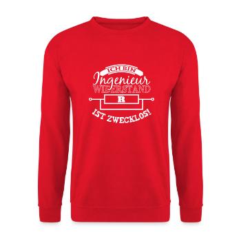 Ingenieur - Widerstand zwecklos - Unisex Pullover - Rot - Vorne - Alina (178cm) & Michal (187cm)