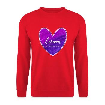 Lehrerin mit großem Herz - Unisex Pullover - Rot - Vorne - Alina (178cm) & Michal (187cm)