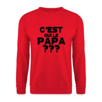 C'est qui le papa - Sweat-shirt Unisexe - rouge - Devant - Alina (178cm) & Michal (187cm)