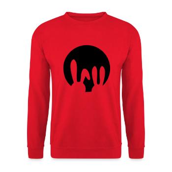 2 Hasen im Mond Hase beste freunde für immer - Unisex Pullover - Rot - Vorne - Alina (178cm) & Michal (187cm)