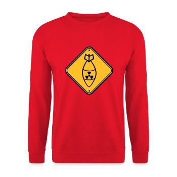 shield danger caution warning caution atomic bomb r - Unisex Sweatshirt - red - Front - Alina (178cm) & Michal (187cm)