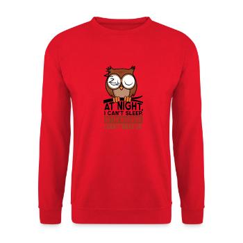 Eule Nachteule Schlaf schlafen Bett Morgen Nacht - Unisex Pullover - Rot - Vorne - Alina (178cm) & Michal (187cm)
