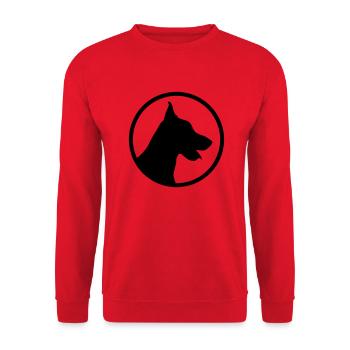 Dobermann - Unisex Pullover - Rot - Vorne - Alina (178cm) & Michal (187cm)