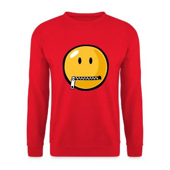 Smiley zipped mouth - Unisex Sweatshirt - red - Front - Alina (178cm) & Michal (187cm)