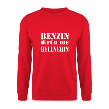 Benzin für Kellnerin - Unisex Pullover - Rot - Vorne - Alina (178cm) & Michal (187cm)