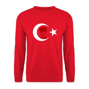Mustafa Kemal Atatürk - Sweat-shirt Unisexe - rouge - Devant - Alina (178cm) & Michal (187cm)