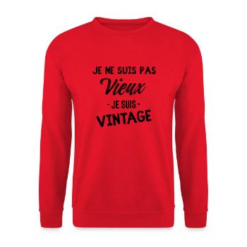 Je ne suis pas vieux je suis vintage - Sweat-shirt Unisexe - rouge - Devant - Alina (178cm) & Michal (187cm)