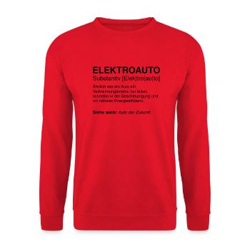 Elektroauto Definition | E-Auto Definition | EAuto - Unisex Pullover - Rot - Vorne - Alina (178cm) & Michal (187cm)