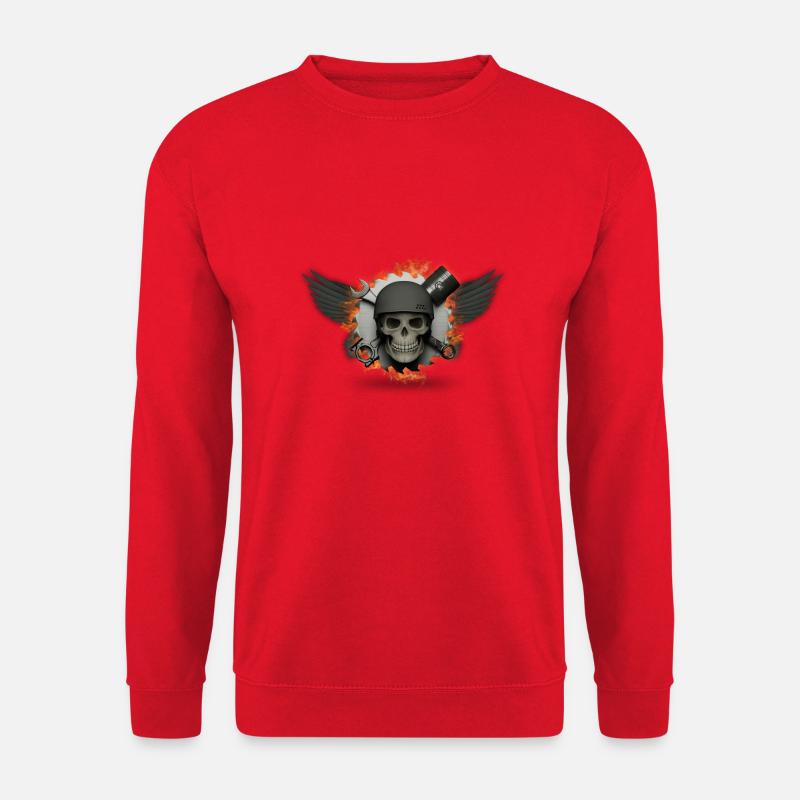 Motorrad Totenkopf Skull Fire - Unisex Pullover - Rot