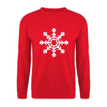 Schneeflocke - Unisex Pullover - Rot - Vorne - Alina (178cm) & Michal (187cm)