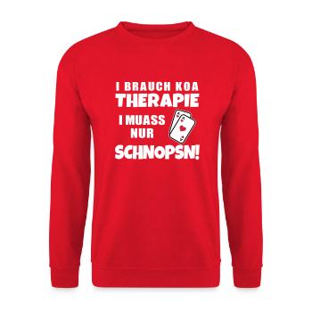 Lustiger Spruch Dialekt Österreichisch Schnapsen - Unisex Pullover - Rot - Vorne - Alina (178cm) & Michal (187cm)