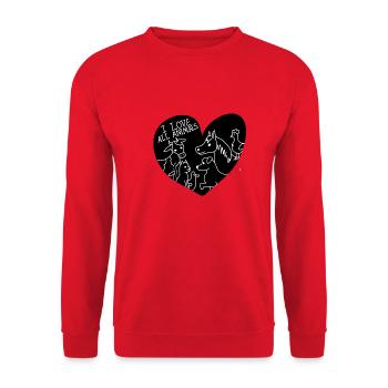 I Love all Animals - Sweat-shirt Unisexe - rouge - Devant - Alina (178cm) & Michal (187cm)