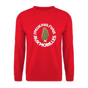 J’peux pas les morilles m’attendent - Sweat-shirt Unisexe - rouge - Devant - Alina (178cm) & Michal (187cm)