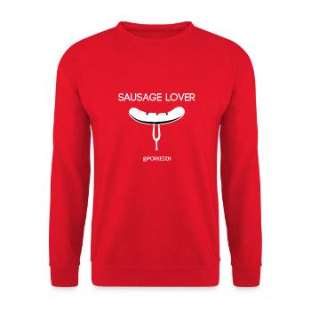 Sausage Lover White - Unisex Sweatshirt - red - Front - Alina (178cm) & Michal (187cm)