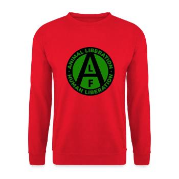 ALF Human Liberation Animal Liberation Black Green - Unisex Pullover - Rot - Vorne - Alina (178cm) & Michal (187cm)