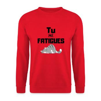 tu me fatigues - cadeau noël chat original - Sweat-shirt Unisexe - rouge - Devant - Alina (178cm) & Michal (187cm)