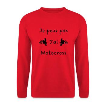 Je peux pas j'ai motocross. - Sweat-shirt Unisexe - rouge - Devant - Alina (178cm) & Michal (187cm)