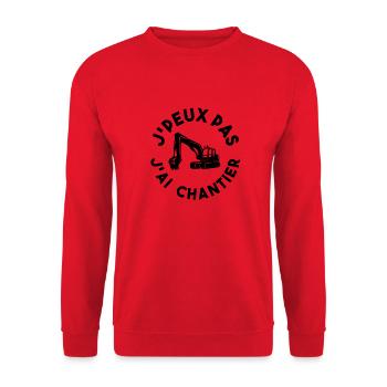 JPEUX PAS J'AI CHANTIER - Sweat-shirt Unisexe - rouge - Devant - Alina (178cm) & Michal (187cm)
