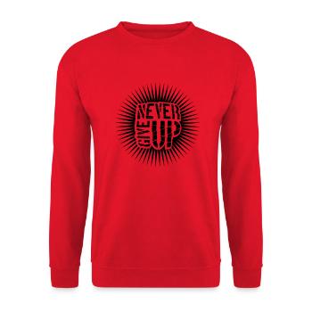Never give up - Unisex Sweatshirt - red - Front - Alina (178cm) & Michal (187cm)