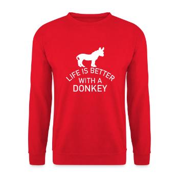 Donkey Esel - Unisex Pullover - Rot - Vorne - Alina (178cm) & Michal (187cm)