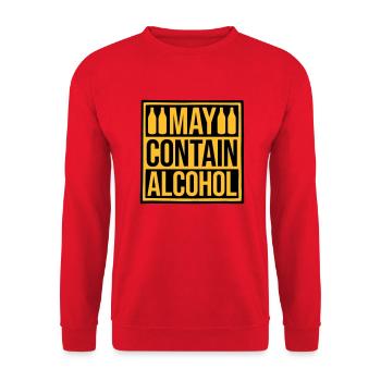 Hinweis May Contain Alcohol - Unisex Pullover - Rot - Vorne - Alina (178cm) & Michal (187cm)
