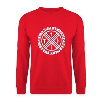 Tengri - Unisex Pullover - Rot - Vorne - Alina (178cm) & Michal (187cm)
