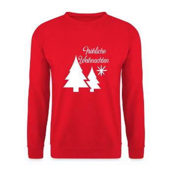 Fröhliche Weihnachten - Unisex Pullover - Rot - Vorne - Alina (178cm) & Michal (187cm)