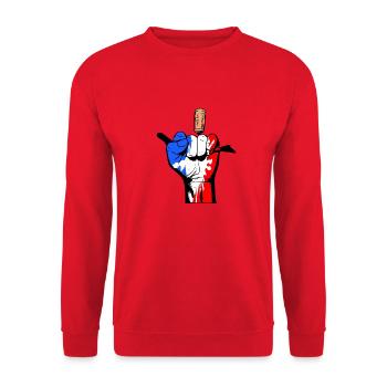 Hand blau weiß rot - Unisex Pullover - Rot - Vorne - Alina (178cm) & Michal (187cm)