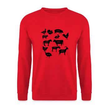 Ferme 05 - Sweat-shirt Unisexe - rouge - Devant - Alina (178cm) & Michal (187cm)